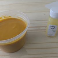 Ginger sweet potato soup + wellness shot at Island Sips Juice & Salads in Lauderhill
