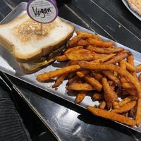 Sweet potato fry and veggie burger at Blackie's in Smithfield