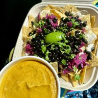 Nachos, queso on side  at Rootbound in Sisters