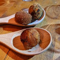 sweet vegan croquetas at Solo de Croquetas - Reina Victoria in Madrid