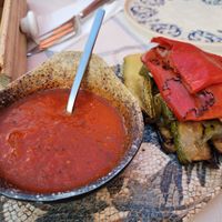 grilled veggies with tomato sauce at Mama Sofia in Rhodes