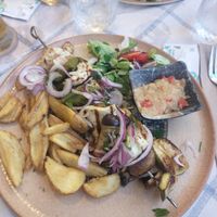 Halloumi souvlaki (vegetarian) at Mama Sofia in Rhodes