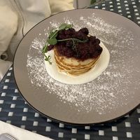 The sweet pancakes, also really good and beautiful  at Antù in Lisbon