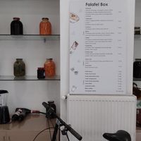 Menu on the wall at Falafel Box in Tbilisi