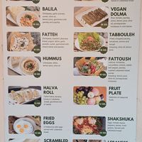 Menu at Falafel Box in Tbilisi