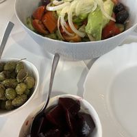 Village salad made vegan   at Happy Island in Paphos