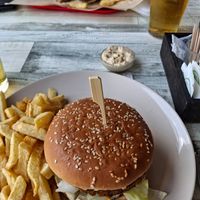 Veggie burger, falafel, low alcohol beer at The Best in Corfu