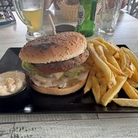 Veggie burger and chipss  at The Best in Corfu