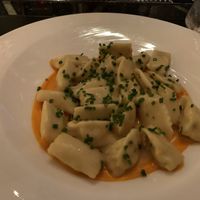 Agnolotti - pasta stuffed with almond ricotta at Wynn Hotel - Sinatra in Las Vegas
