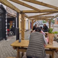 Exterior seating (no interior seating) at The Black Sheep Hostel & Coffee Shack in Killarney