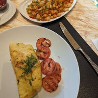 Omelette and breakfast potatoes at Wynn Hotel - Terrace Pointe Cafe in Las Vegas
