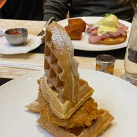 Vegan chicken and waffles! at Wynn Hotel - Terrace Pointe Cafe in Las Vegas