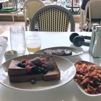 French toast, breakfast potatoes, & vegan sausage  at Wynn Hotel - Terrace Pointe Cafe in Las Vegas