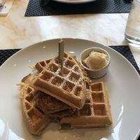 Vegan chicken and waffles  at Wynn Hotel - Terrace Pointe Cafe in Las Vegas