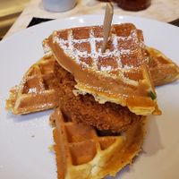 Vegan chicken n waffles at Wynn Hotel - Terrace Pointe Cafe in Las Vegas