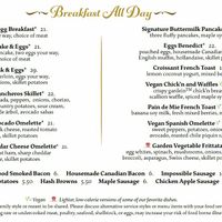 Sept 2020: Breakfast menu including Vegan options at Wynn Hotel - Terrace Pointe Cafe in Las Vegas