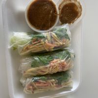 Fresh spring rolls with crisp veggies and mint and a yummy peanut sauce!  at Mon Amie Nails and Spa in Tulsa