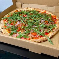 smoked eggplant pizza + Field Roast + arugula (takeout) at Humble Pie in Seattle