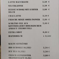 Menu at KunstkAFFEe in Cologne