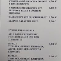 Menu at KunstkAFFEe in Cologne