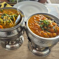 Vegetable curry & chana masala + rice at Maharaja in Prien