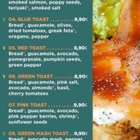 Part of the menu at Avocado Milano in Milan