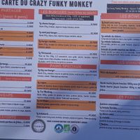 Menu as of April 2025 at Crazy Funky Monkey in Saint-cast-le-guildo