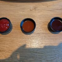 Different vegan sauces at Le Burger in Gmunden