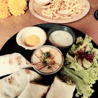 Truffle fries and falafel sandwich at Bali Bohemia in Ubud