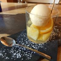 vegan dessert: pineapple, sorbet, & sambuca at Nevodi   in Venice