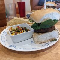 Chicken burger - so good at The Clever Rabbit in Edmonton