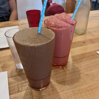 Chocolate milkshake and tofu smoothie at The Clever Rabbit in Edmonton