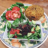 That burger was huge!!!  at The Clever Rabbit in Edmonton