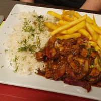 tofu "meat" at Lazarte Latin American Food in Salzburg