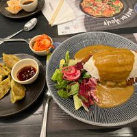 Vegetable gyozas, vegatsu with a side of kimchi   at Wagamama in Stoke-on-trent