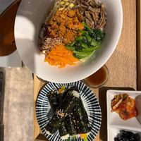 The bibimbap and kimbap   at Yachego in Tokyo