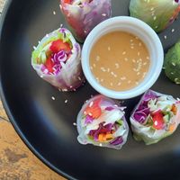 Spring rolls with peanut sauce  at Coffeenosky in Lovina