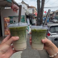 Matcha soy milk (we used our own straws) at Clover Coffee in Phuket