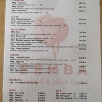 Menu Food  at BEMBA rawfood & plant-based in Bratislava