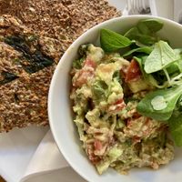 fresh guacamole with selfmade cracker  at BEMBA rawfood & plant-based in Bratislava
