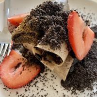 poppy seed dessert! very interesting and tasty  at BEMBA rawfood & plant-based in Bratislava