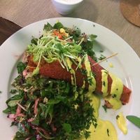 raw wrap with chives dressing an fresh salad at BEMBA rawfood & plant-based in Bratislava