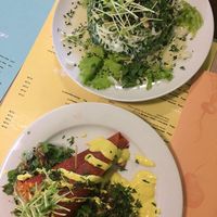 raw wrap and milky way(cucumber spaghetti with cashew mayonaise and fresh salad) at BEMBA rawfood & plant-based in Bratislava
