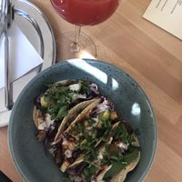 Taco and watermelon juice  at BEMBA rawfood & plant-based in Bratislava