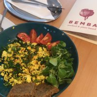 Tofu scramble with raw bread at BEMBA rawfood & plant-based in Bratislava