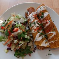 Curcuma pancakes with vegetables at BEMBA rawfood & plant-based in Bratislava
