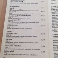 Menu at BEMBA rawfood & plant-based in Bratislava