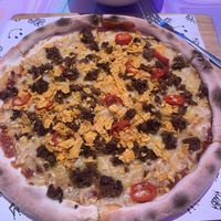Sexy spicy pizza and skinny fries   at Vegan Pizza Club in Krakow