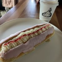 Delicious and massive cream bun - could only manage half!  at Vegan Bay Baker in Aberdeen
