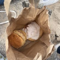 Scone and cinnamon roll  at Vegan Bay Baker in Aberdeen